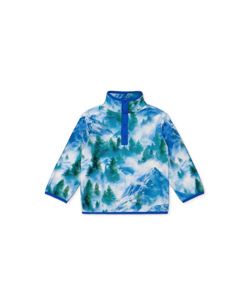 Boys' 4-20 Half-Zip Pullover Plush Mountain-Print Fleece Jacket