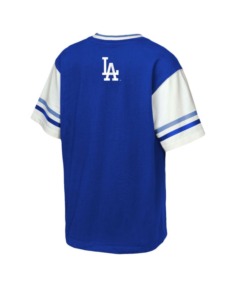 Big Boys and Girls Royal Los Angeles Dodgers Big League Base Runner Ringer T-Shirt