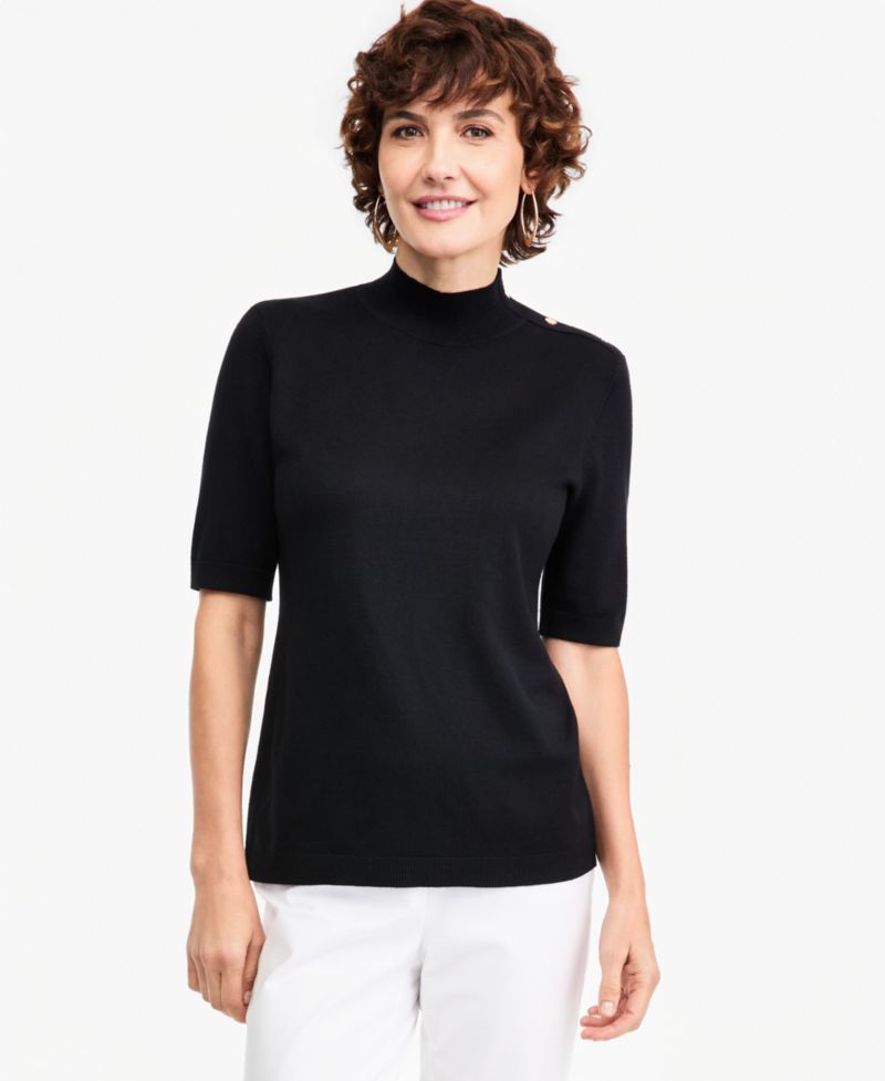 Women's Mock-Neck Short-Sleeve Sweater