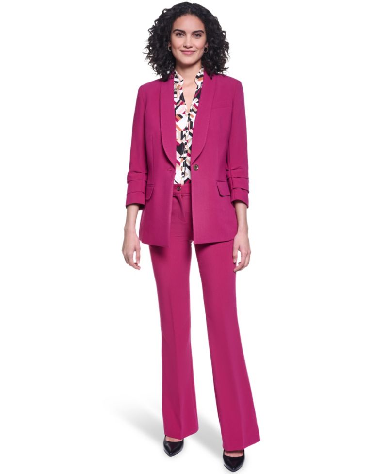 Women's 3/4-Sleeve Shoulder Padded One-Button Blazer
