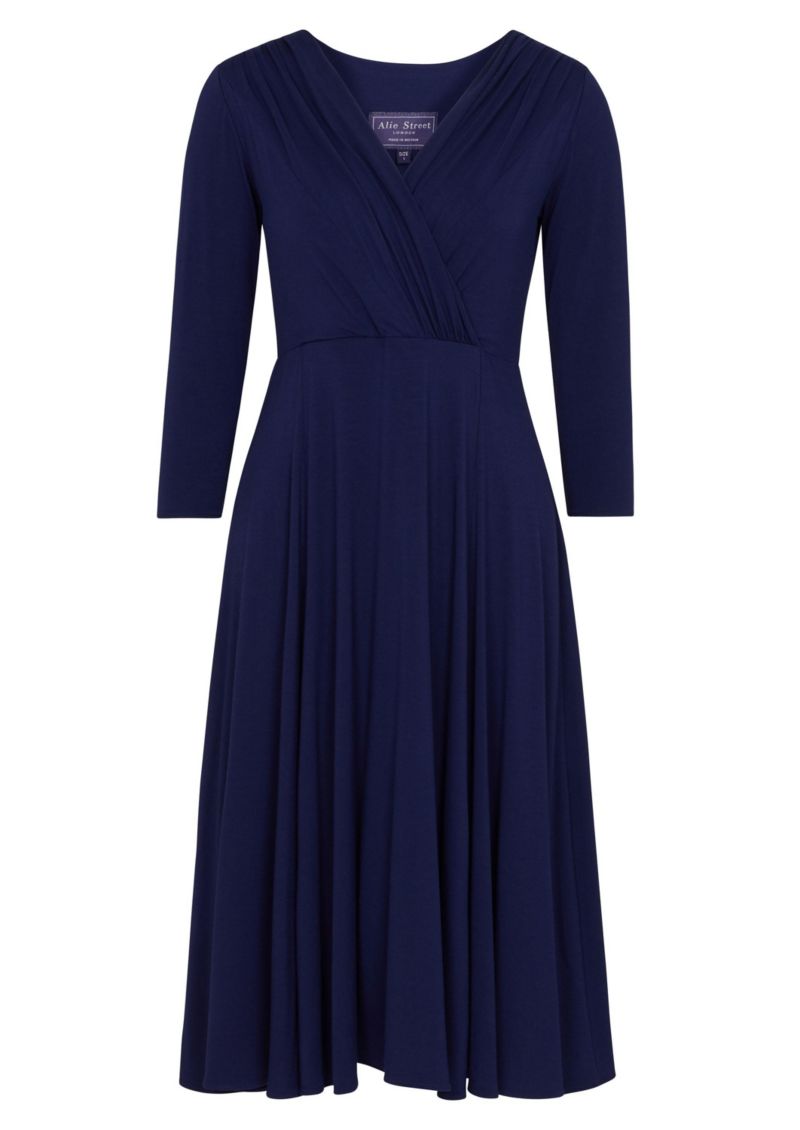 Women's Annie V-Neck 3/4 Sleeve Midi Dress