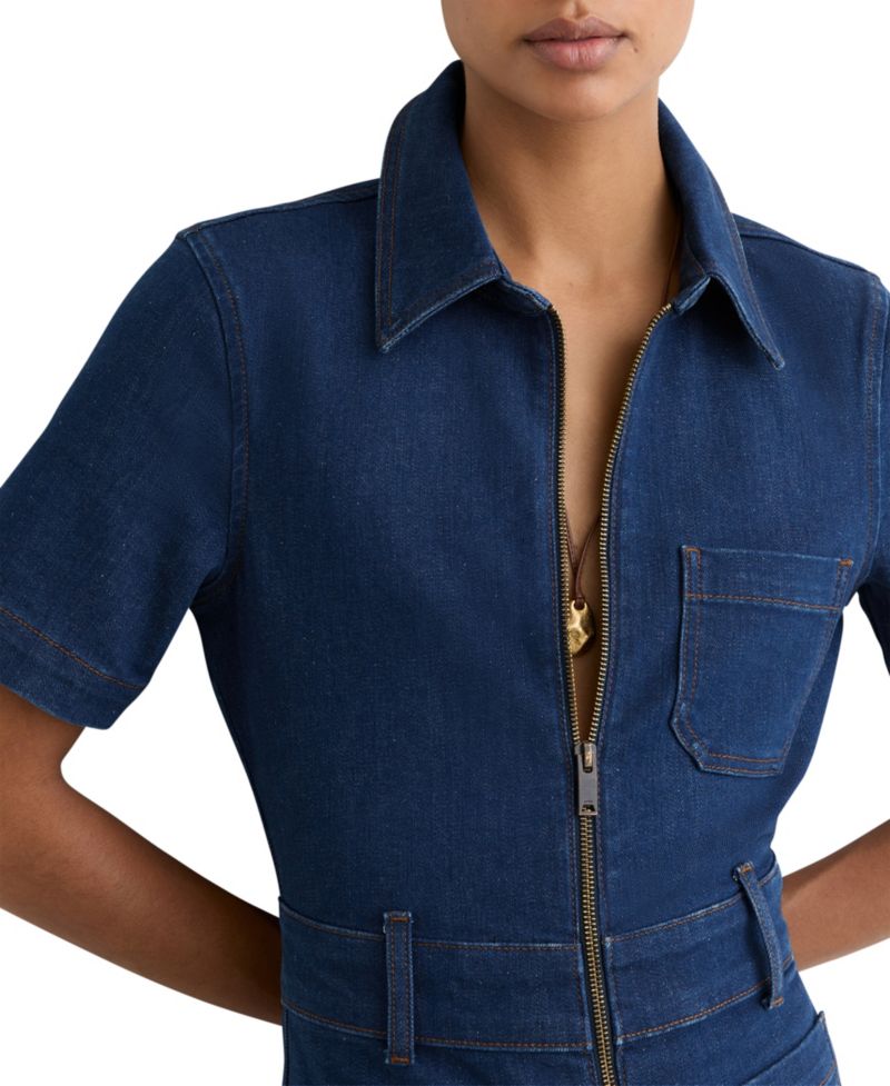 Women's Danie Wide-Leg Zip-Through Denim Jumpsuit