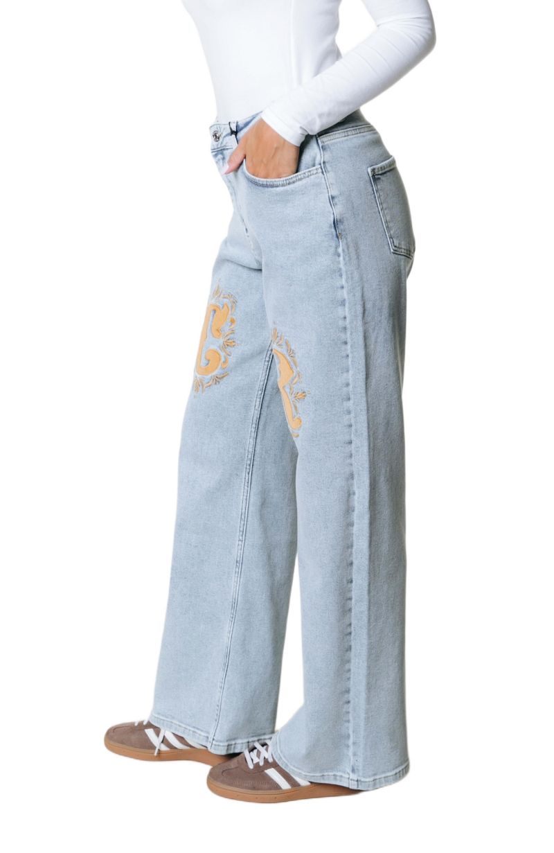 Women's Gaias CR Logo High Rise Straight Leg Denim Pants