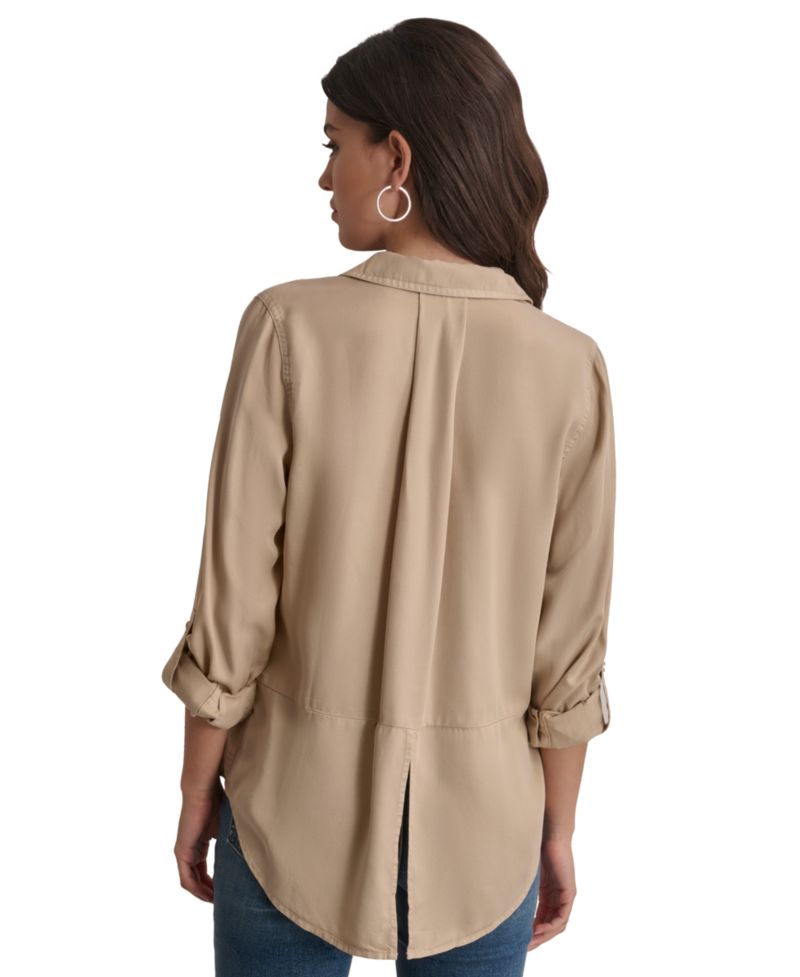 Women's Roll-Tab-Sleeve Button-Front Shirt