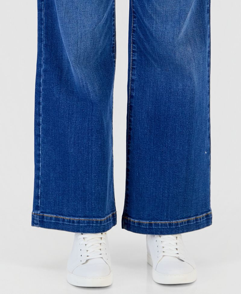 Petite High-Rise Wide-Leg Pull-On Jeans