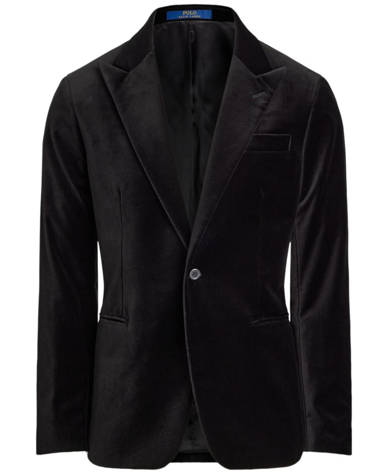 Men's Modern Fit Cotton Velvet Peak-Lapel Jacket