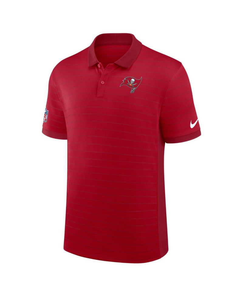 Men's Red Tampa Bay Buccaneers Sideline Victory Stripe Performance Polo Shirt