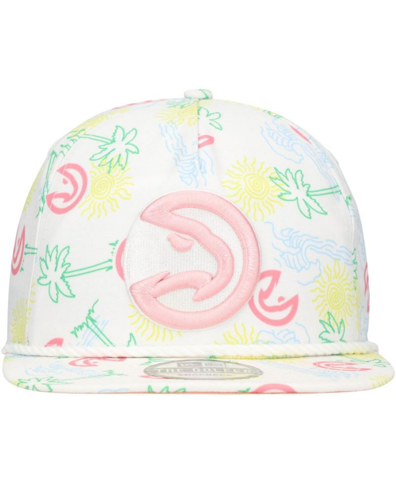 Men's White Atlanta Hawks Palm Trees and Waves Golfer Adjustable Hat