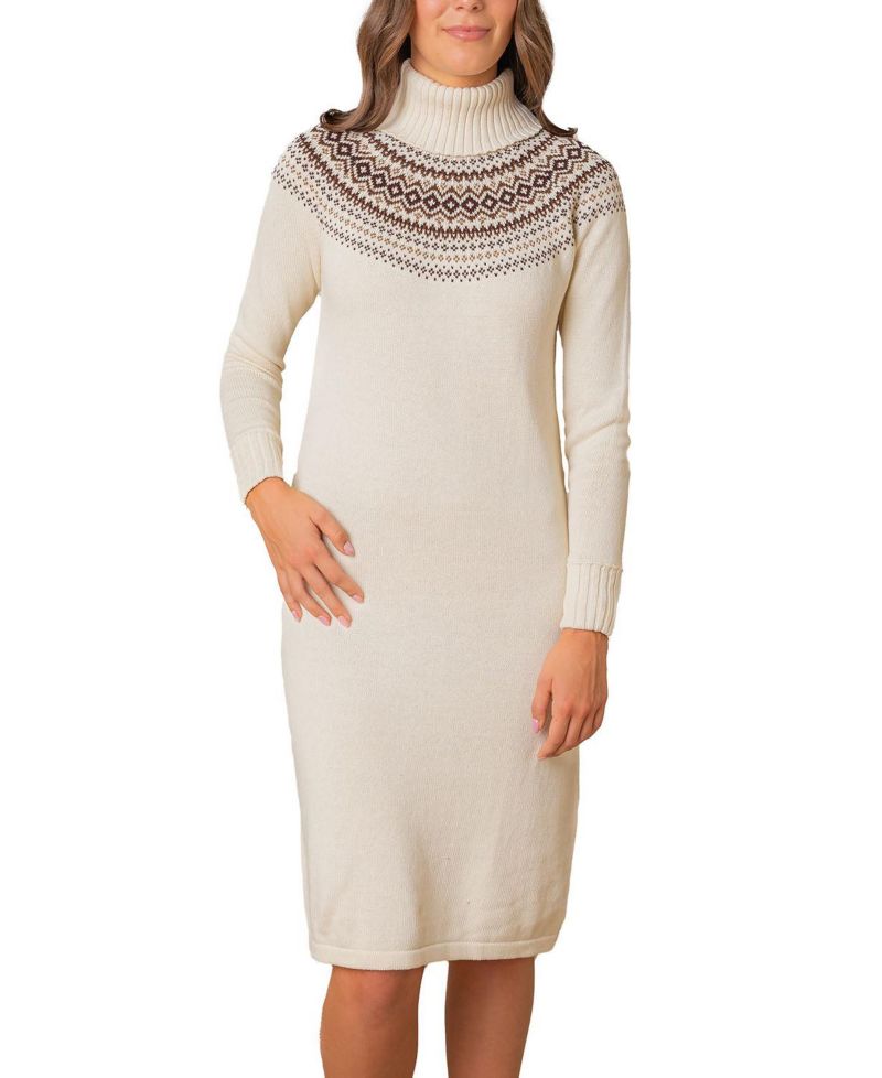 Women's Hope and Henry Organic Long Sleeve Turtleneck Intarsia Sweater Dress