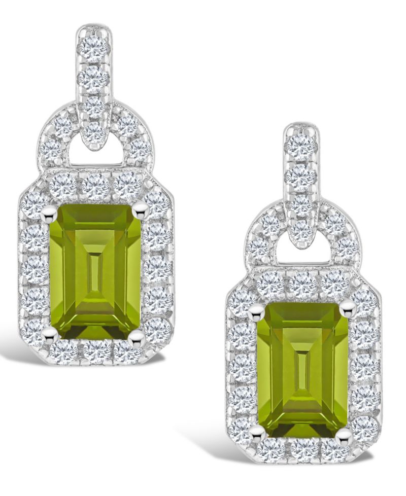 Citrine (1 1/10 ct. t.w.) and Topaz (3/8 ct. t.w.) Halo Drop Earrings in Sterling Silver