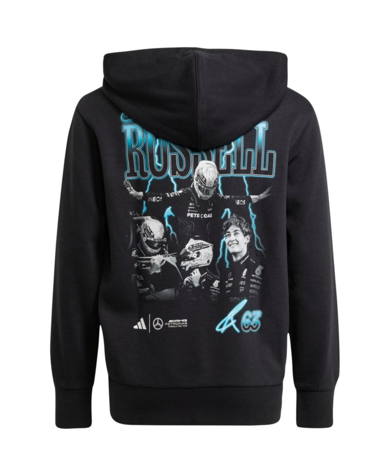 Big Boys and Girls George Russell Black Mercedes-AMG Petronas F1 Team Driver Wear Graphic Pullover Hoodie