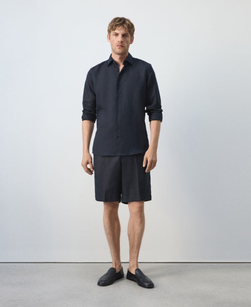 Men's Regular-Fit Linen-Lyocell Shirt
