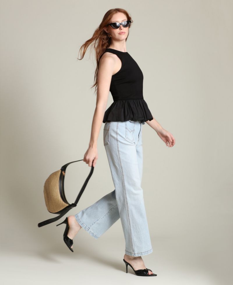 Women's Peplum Crew Neck Tank Top