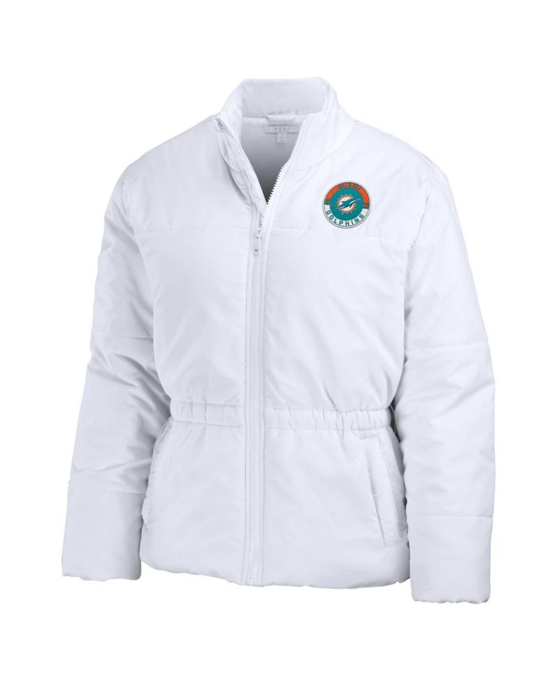 Women's White Miami Dolphins Packaway Full-Zip Puffer Jacket