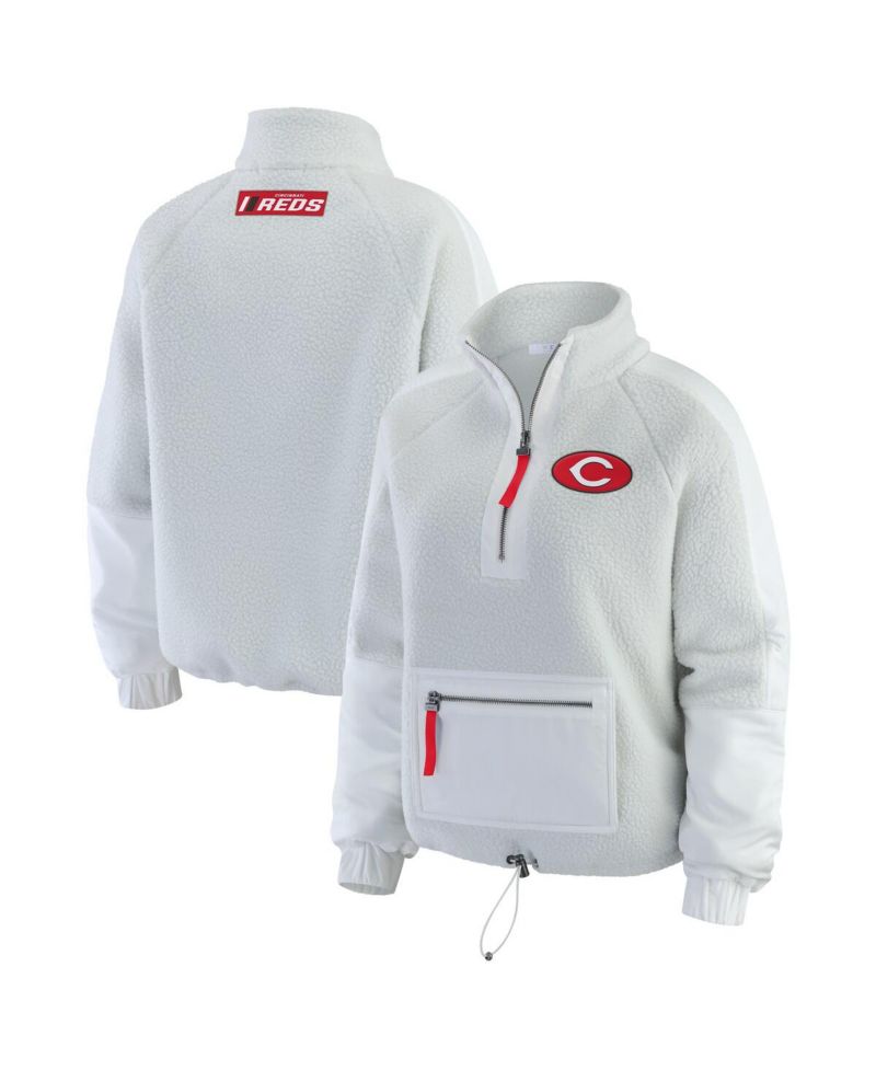 Women's Gray Cincinnati Reds Polar Fleece Quarter-Zip Jacket