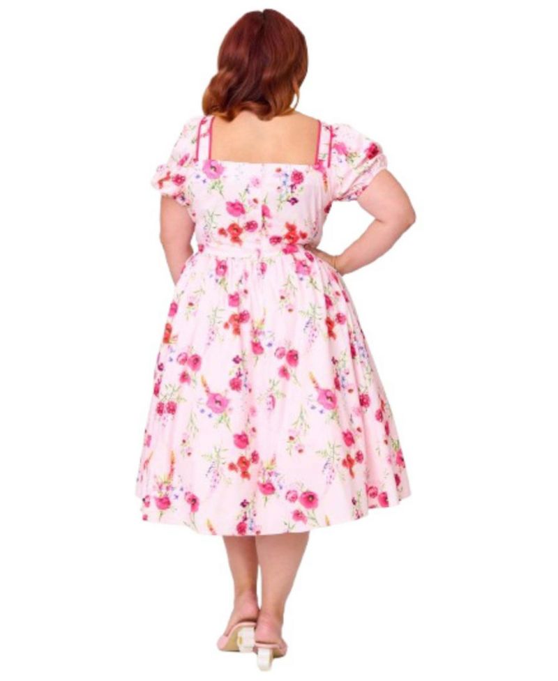 Plus Size Sweetheart Button Front Swing Dress
