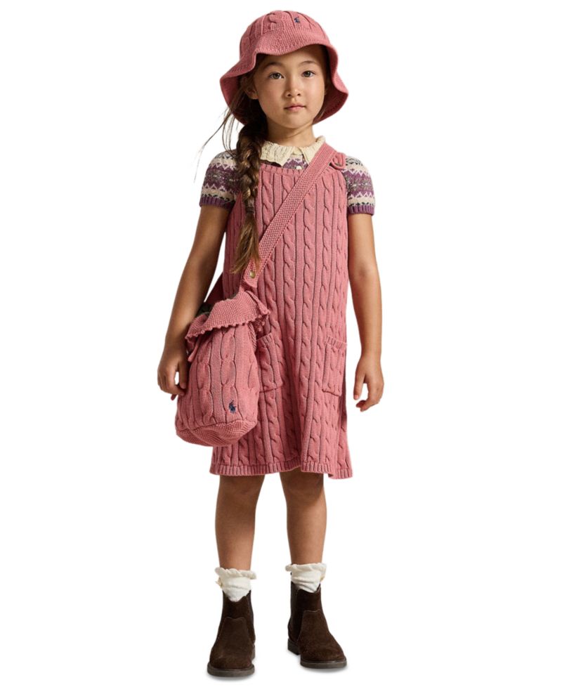 Girls' 2T-6X Cable-Knit Cotton Sweater Dress