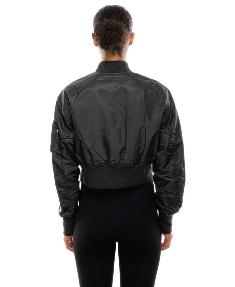 X Alpha Industries Women's Black New York Mets Cropped Full-Zip Jacket