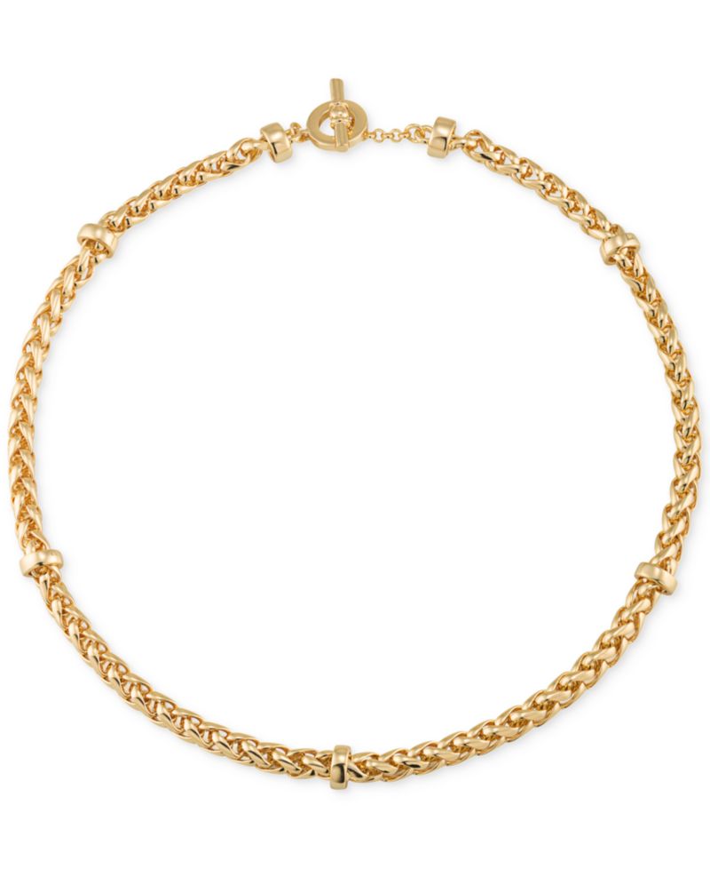 Gold-Tone Decorative Chain Collar Necklace