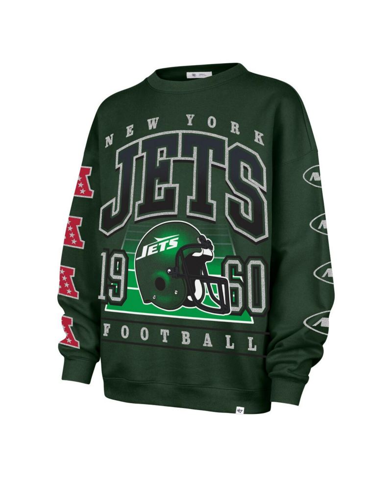 Women's Green New York Jets Go Big Oversized Pullover Sweatshirt