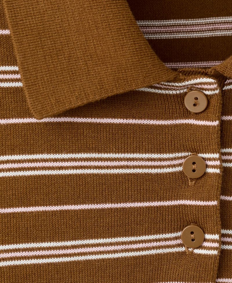 Women's Short-Sleeve Lightweight Cotton-Blend Polo Sweater