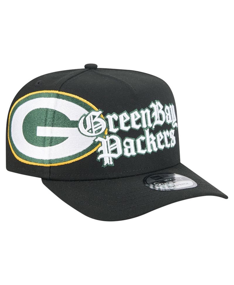 Men's Black Green Bay Packers Proud A-Frame 9FIFTY Snapback Hat