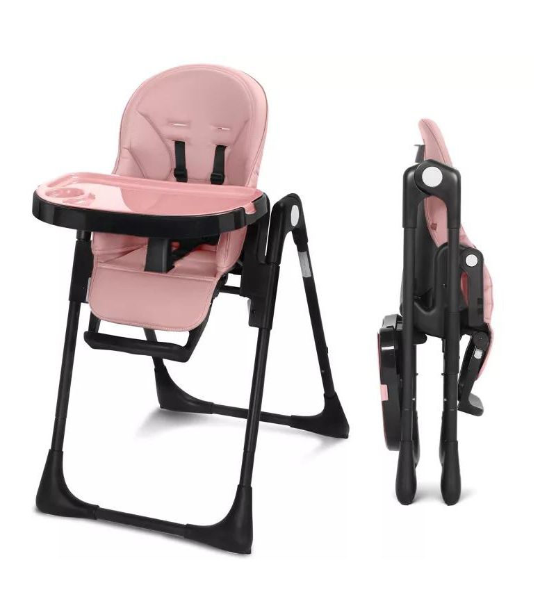 BabyKinder King Convertible Baby High Chair with Wood Grain Removable Double Tray and Easy Clean Design