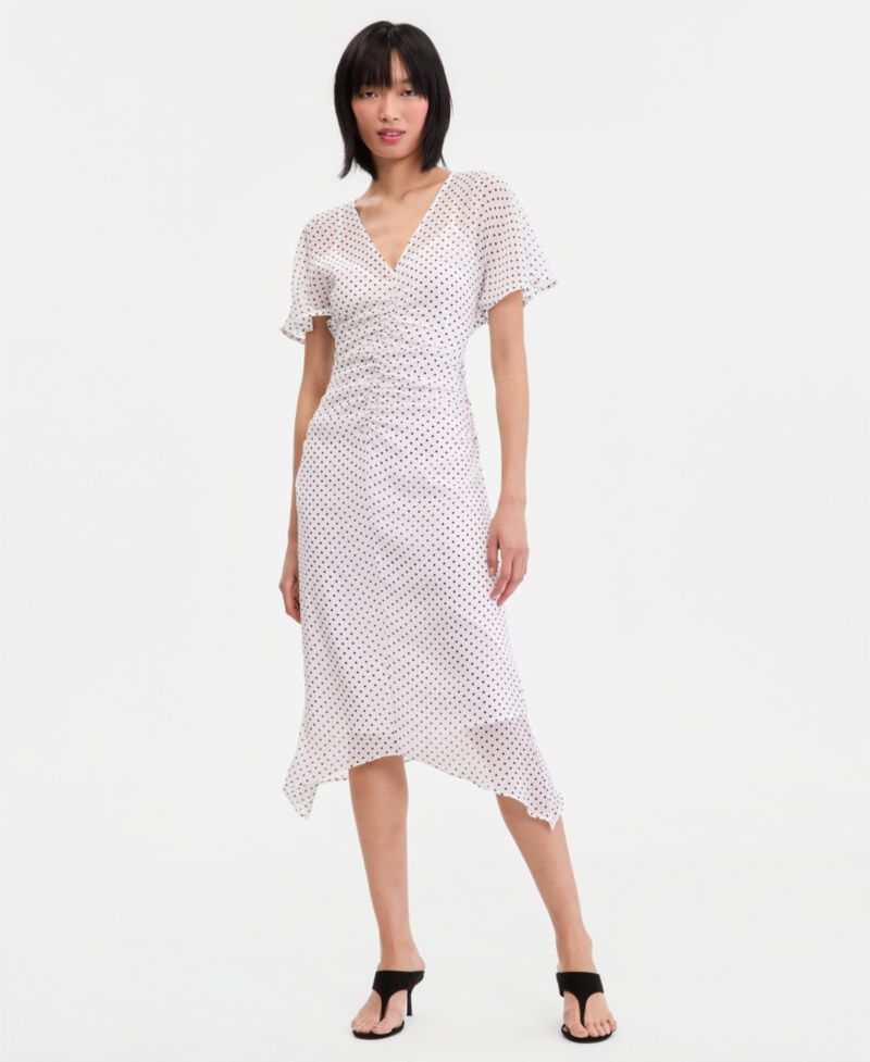 Women's Printed Ruched Midi Dress