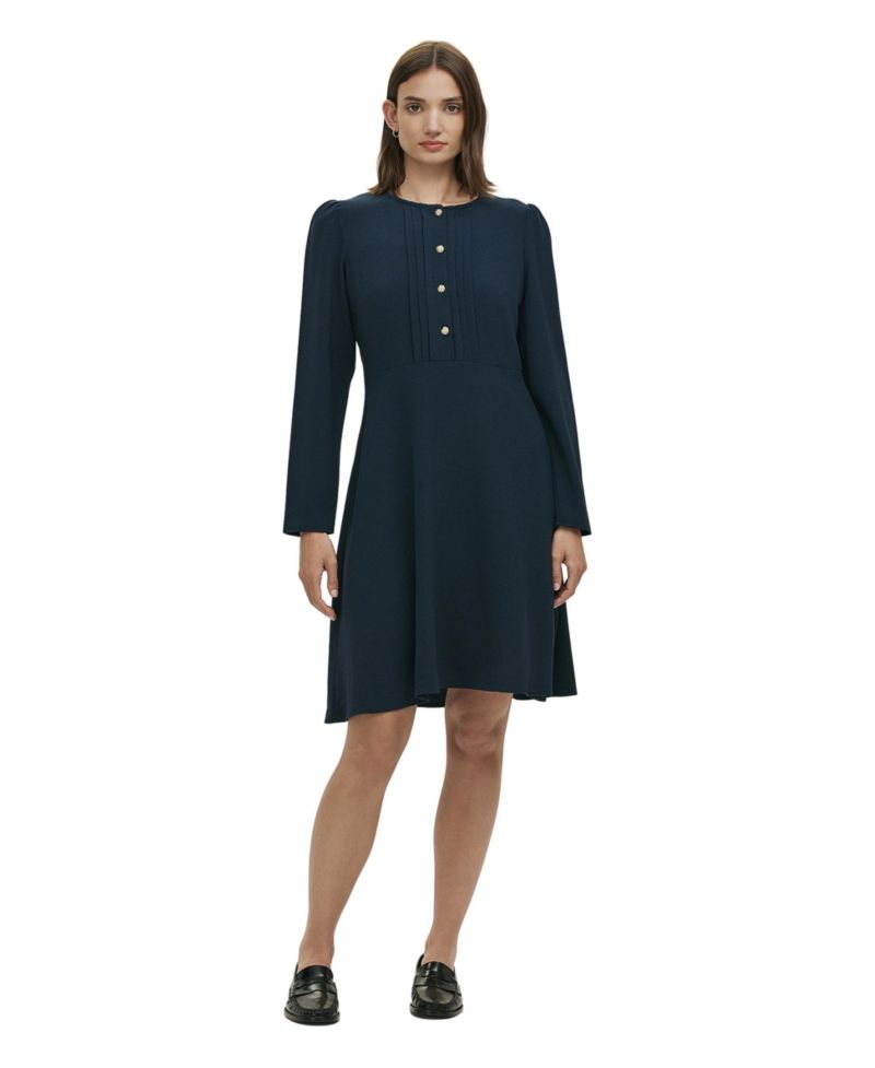 Women's Shauna Long-Sleeve A-Line Crepe Dress