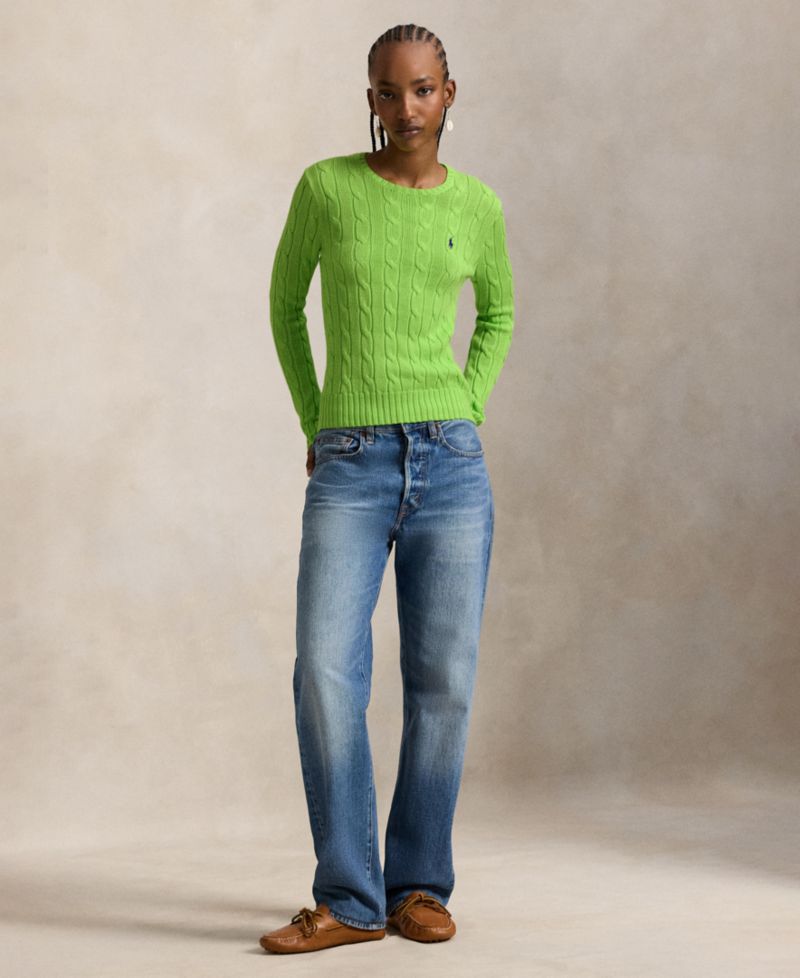Women's Cable-Knit Cotton Crewneck Sweater