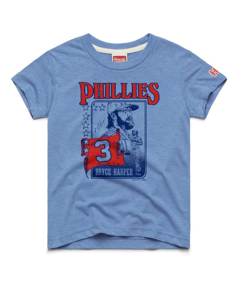 Big Boys and Girls Bryce Harper Light Blue Philadelphia Phillies Player Graphic Tri-Blend T-Shirt