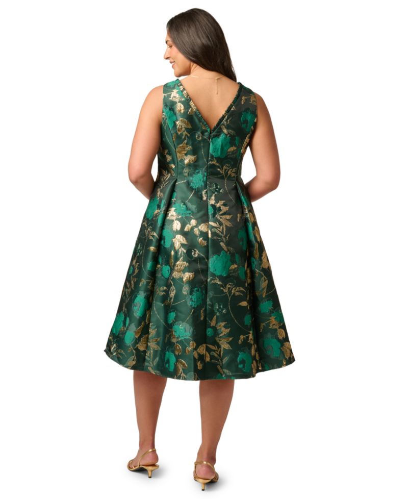 Plus Size Printed V-Neck Sleeveless High-Low Dress