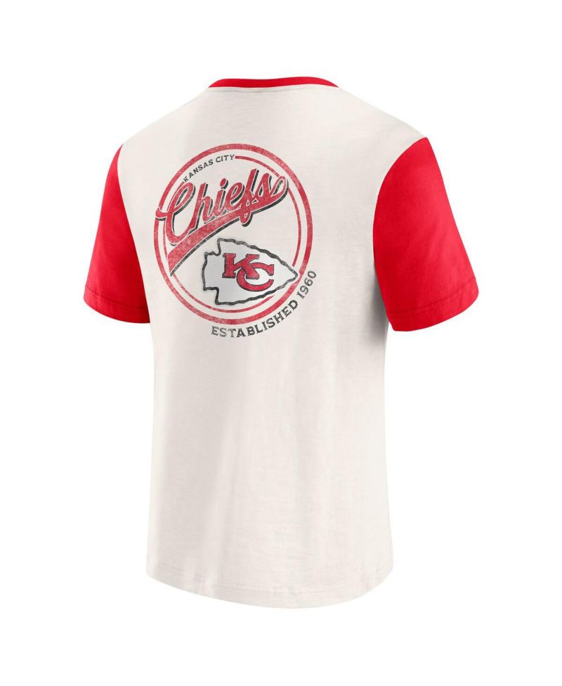 Darius Rucker Collection by Men's Cream Kansas City Chiefs Henley Color Block Pocket T-Shirt