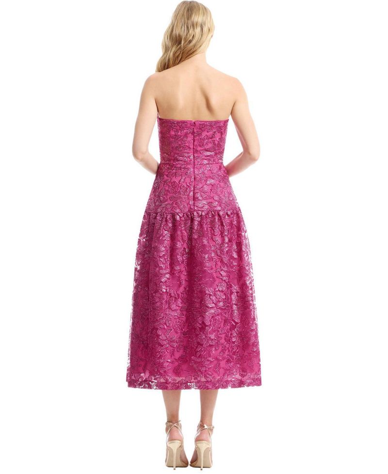 Women's Gemma Strapless Embroidered-Sequin Floral Midi Dress