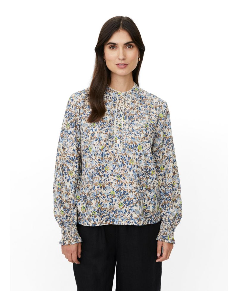 Women's MaDionelle Floral Mandarin Collar Long-Sleeve Blouse