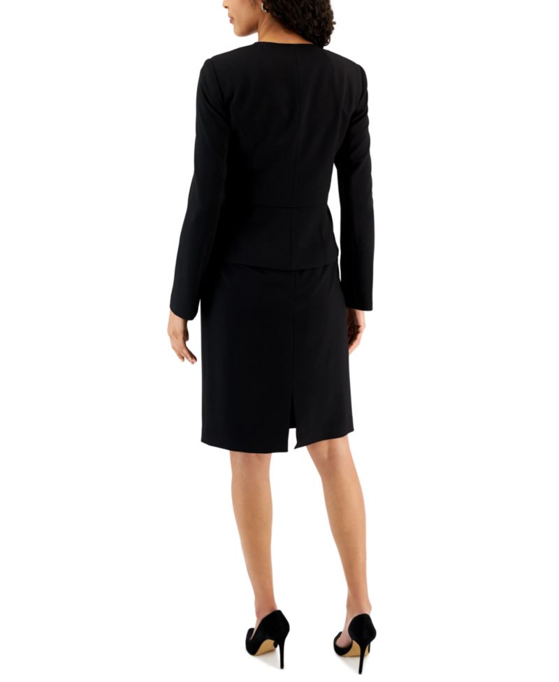 Zipper Jacket Skirt Suit Set