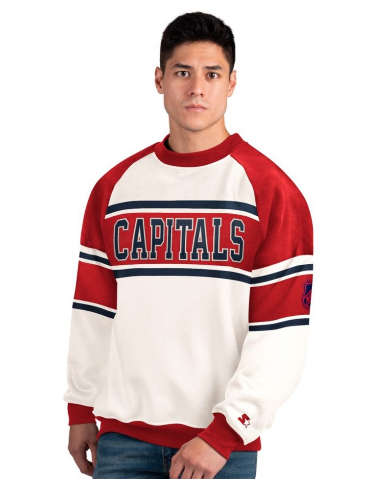 Men's White Washington Capitals Defense Fleece Crewneck Sweatshirt