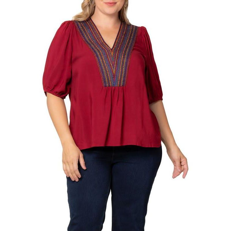 Plus Size Tacoma Trim Neckline Women's Top