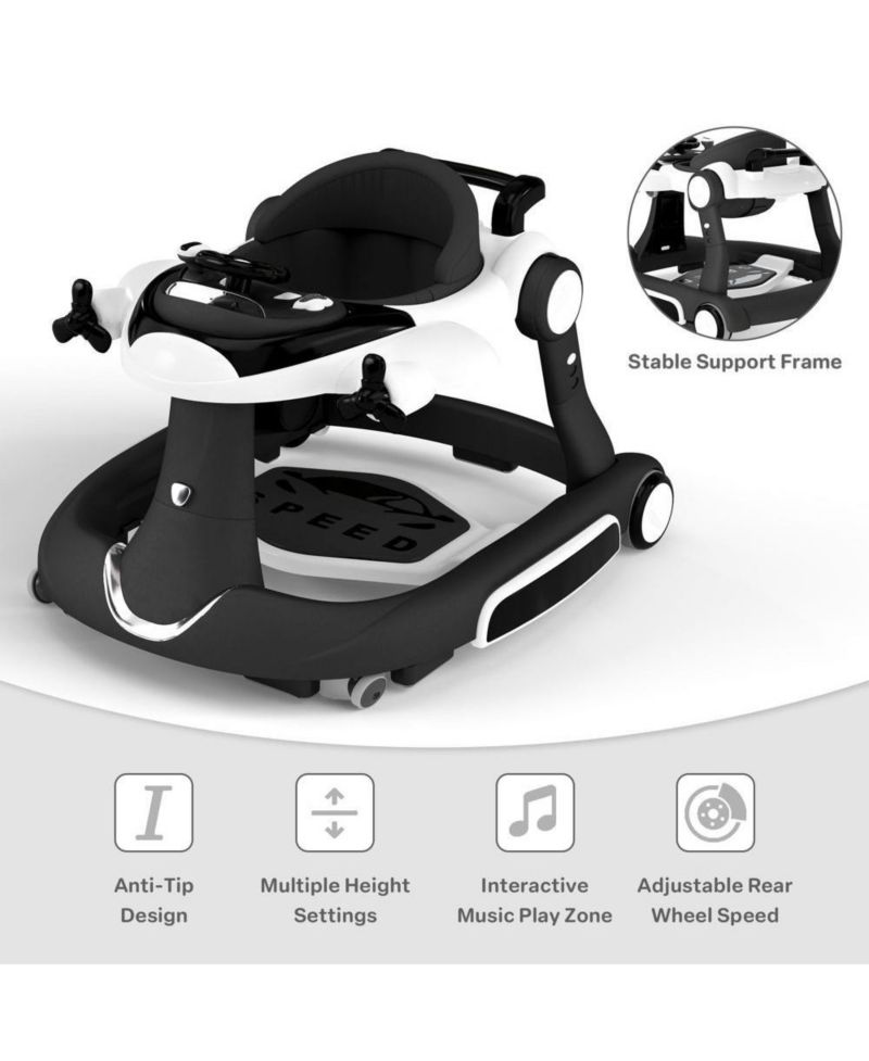 Convertible Baby Activity Walker with Adjustable Height, Foldable Design and Interactive Play Features