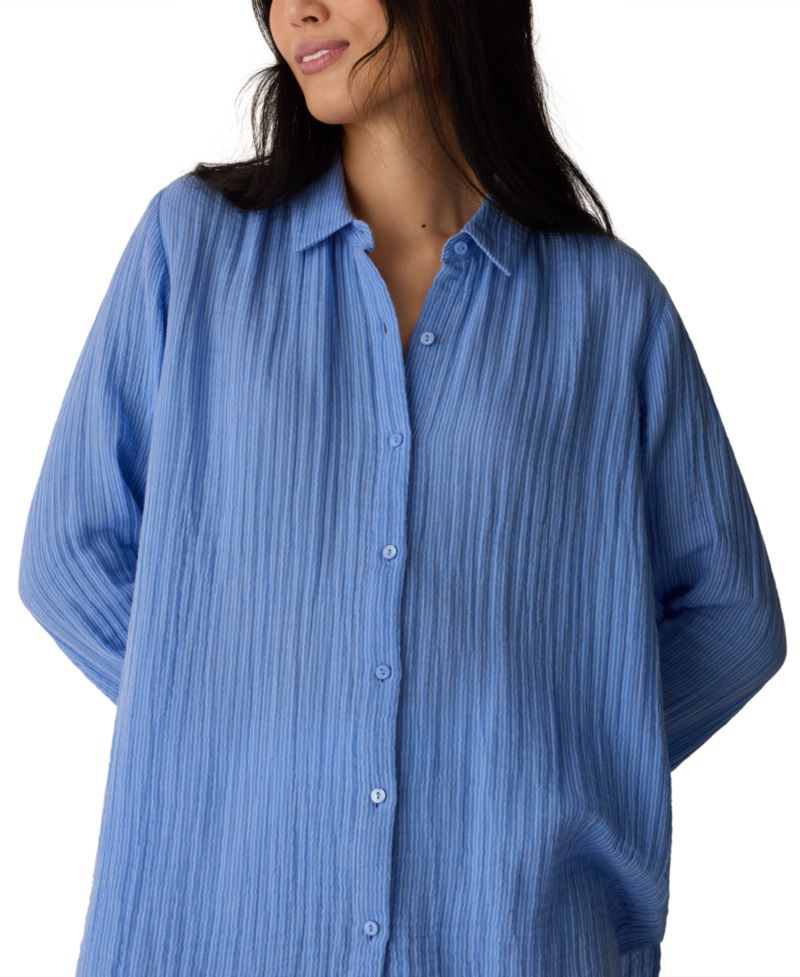 Women's Cotton Striped Long-Sleeve Shirt