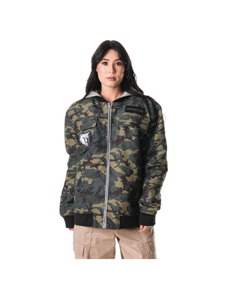 Men's and Women's Camo Memphis Grizzlies Full-Zip Hoodie Bomber Jacket