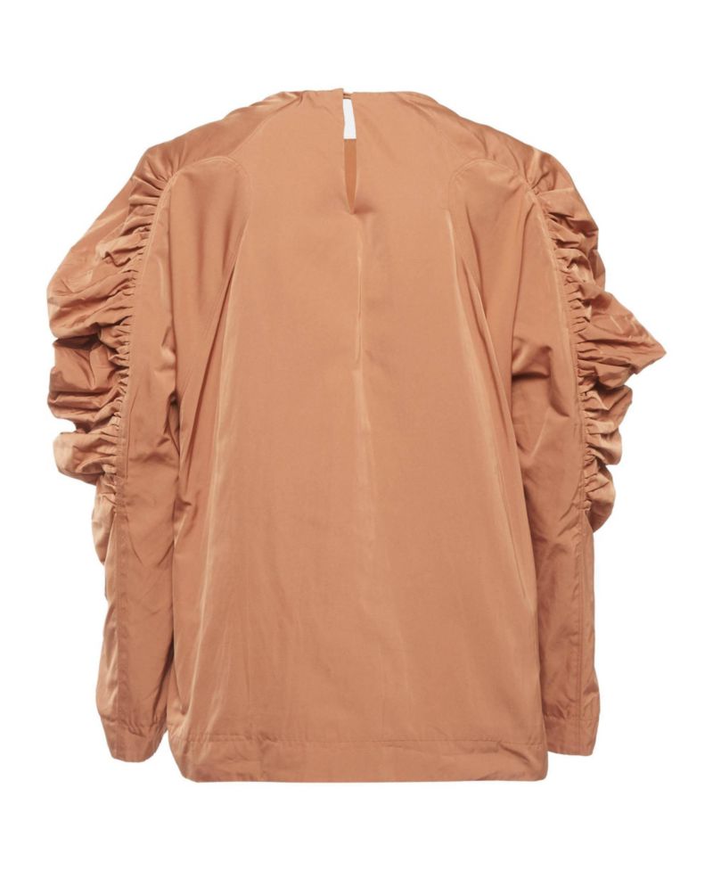 Women's Ruched-Sleeve Silk-Blend Top