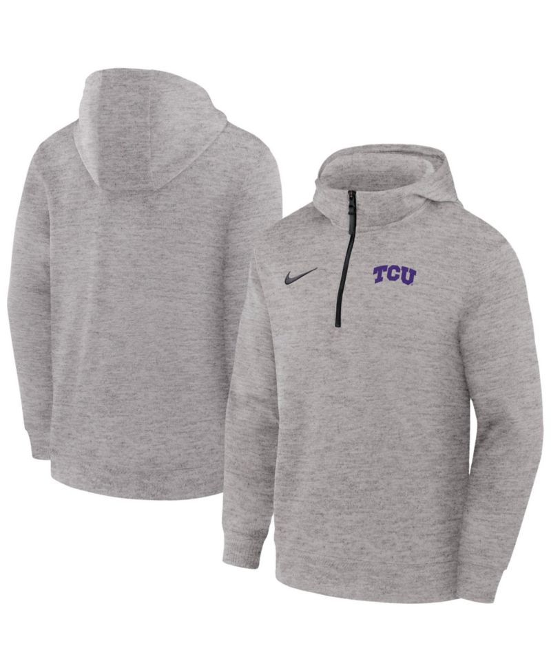 Men's Gray TCU Horned Frogs Coaches Dri-FIT Half-Zip Hoodie