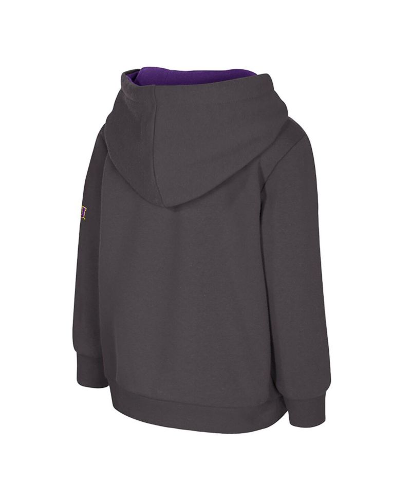 Toddler Charcoal LSU Tigers Big Logo Volume Fleece Pullover Hoodie