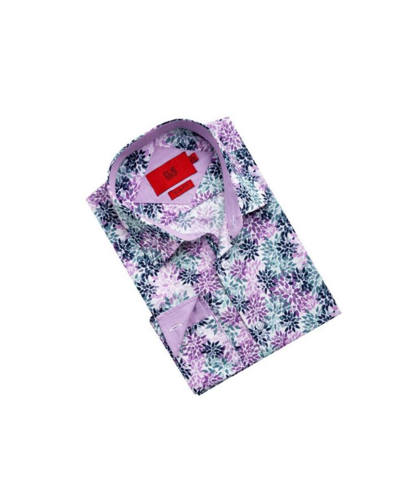 Men's Slim Fit Floral Button-Down Shirt
