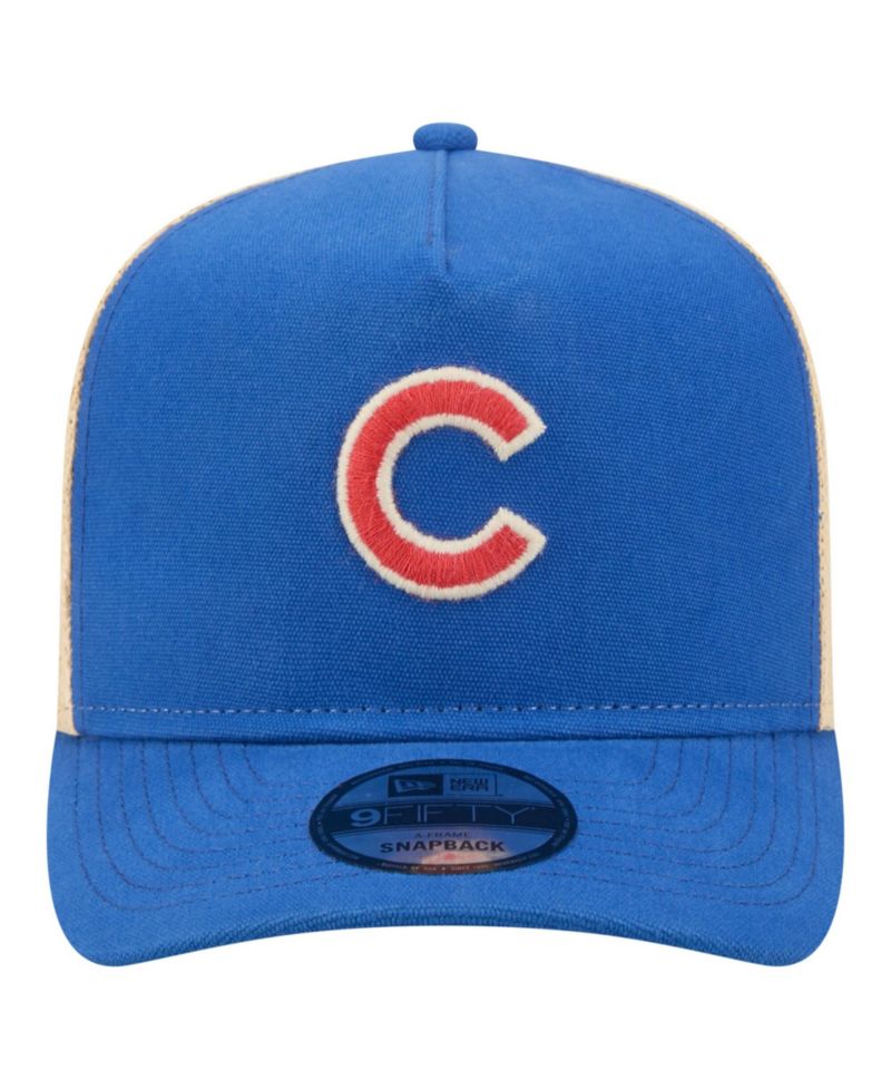 Men's Royal/Natural Chicago Cubs Grained 9FIFTY A-Frame Trucker Adjustable Hat