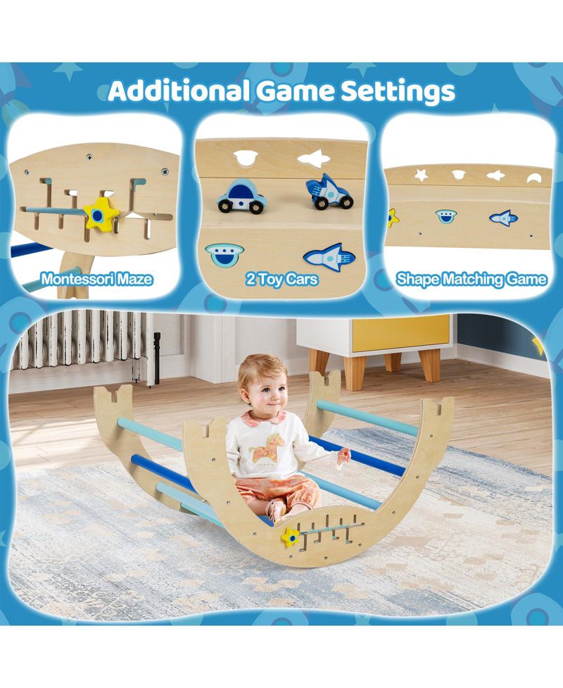 8-in-1 Foldable Triangle Baby Climbing Toys, Astronaut/Unicorn Theme