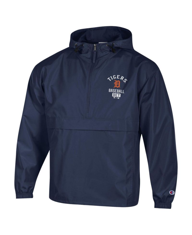 Men's Navy Detroit Tigers Packable Windbreaker Half-Zip Jacket