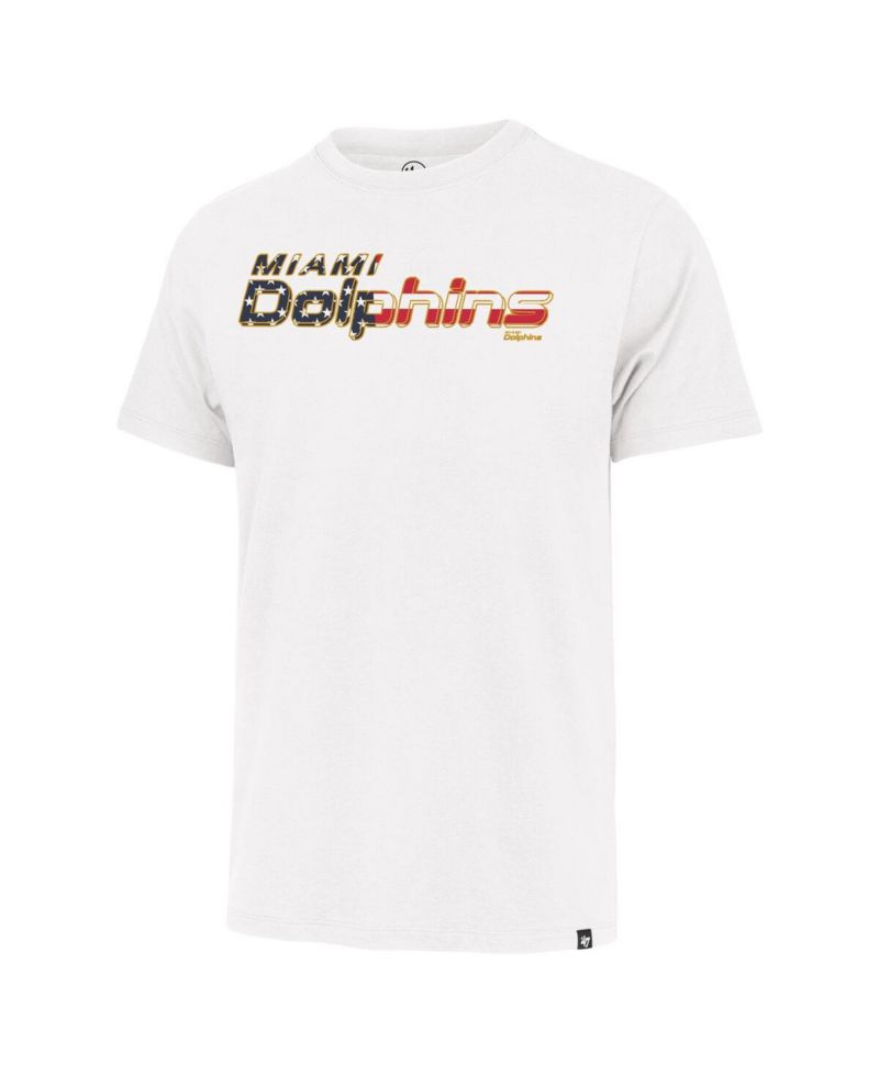 47 Men's White Miami Dolphins Flag Script Franklin T-Shirt