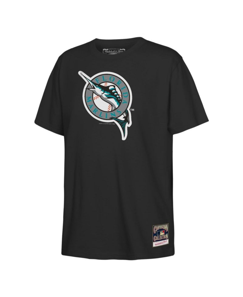 Big Boys and Girls Black Florida Marlins Retro Logo T-Shirt